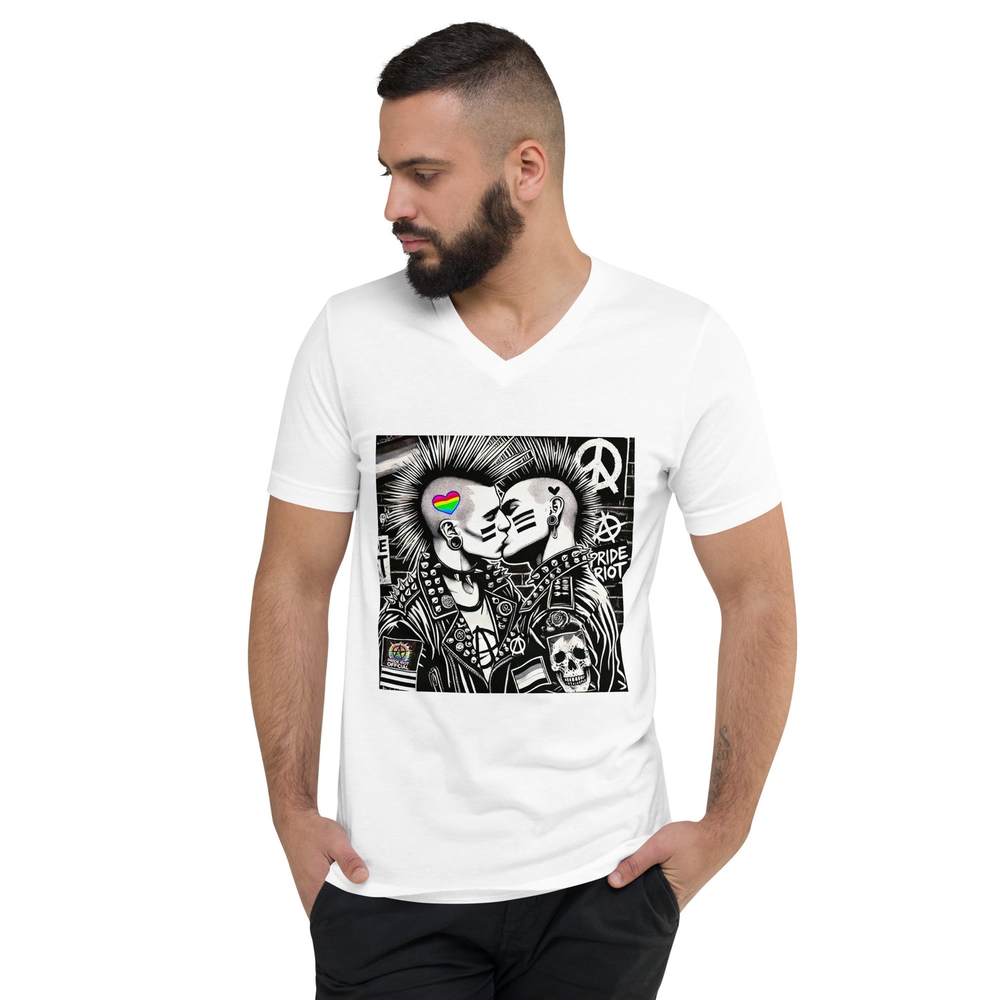 🔥 Pride Riot Official – Punk Rock Kiss V-Neck Tee 🔥