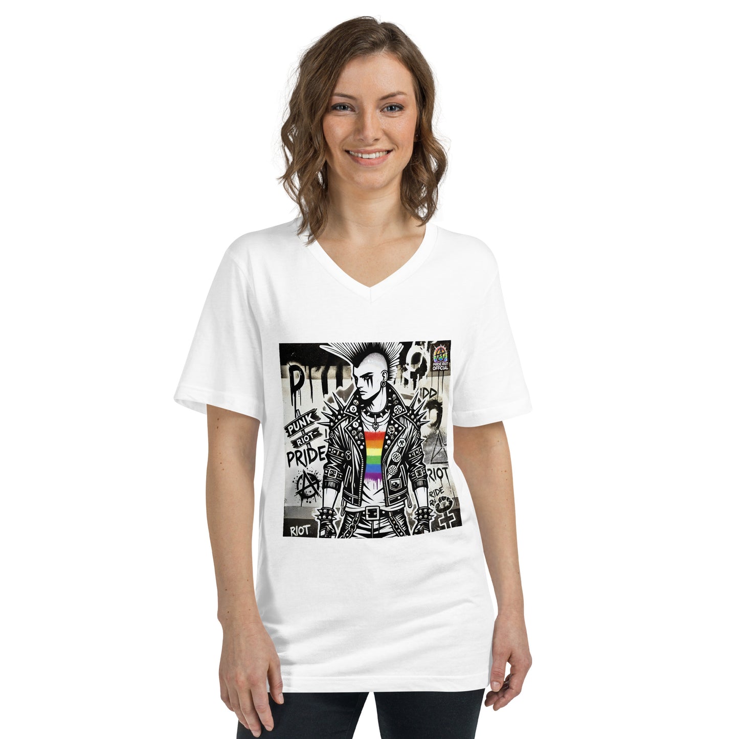 🔥 Pride Riot Official – Anarchy Pride Punk V-Neck Tee 🔥