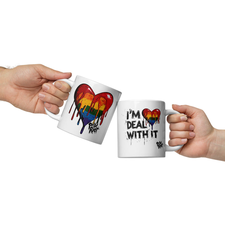 Bleeding Heart Pride Mug | LGBTQ+ “I’m Queer – Deal With It” Ceramic Mug