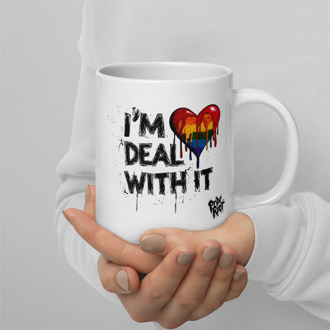 Bleeding Heart Pride Mug | LGBTQ+ “I’m Queer – Deal With It” Ceramic Mug
