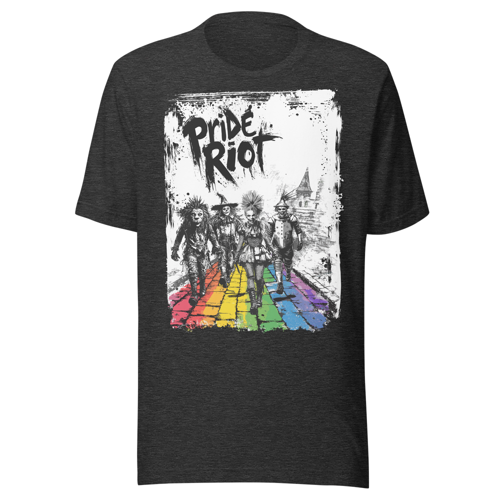 No Place Like Loud pride graphic tee in dark grey heather – front view – Pride Riot